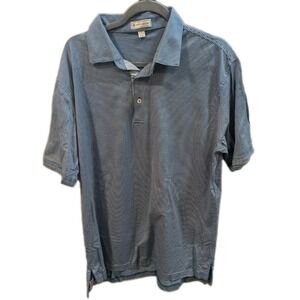 Peter Millar Performance Navy &Blue Striped Polo Shirt Short Sleeve Golf Preppy